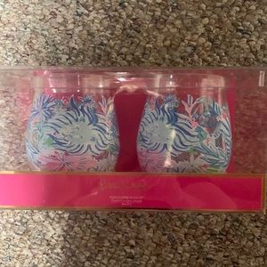 Lilly Pulitzer set of two acrylic wine glasses